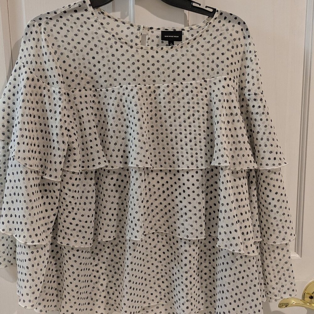 Who what wear polka dot blouse